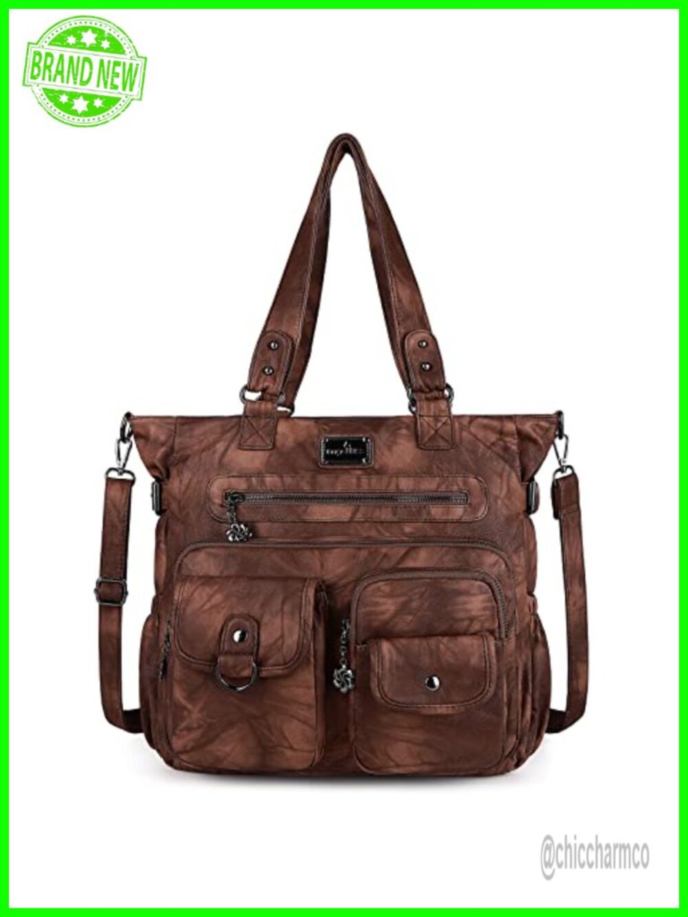 PU Leather Satchel Handbag Large Tote Shoulder Bag with Adjustable Strap